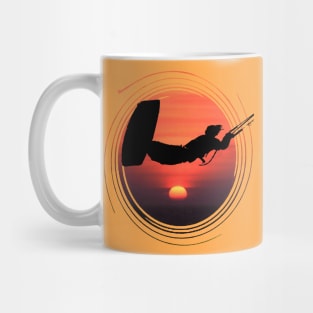 Kiter Action Freestyle Artistic Black Vector And Sunset Mug